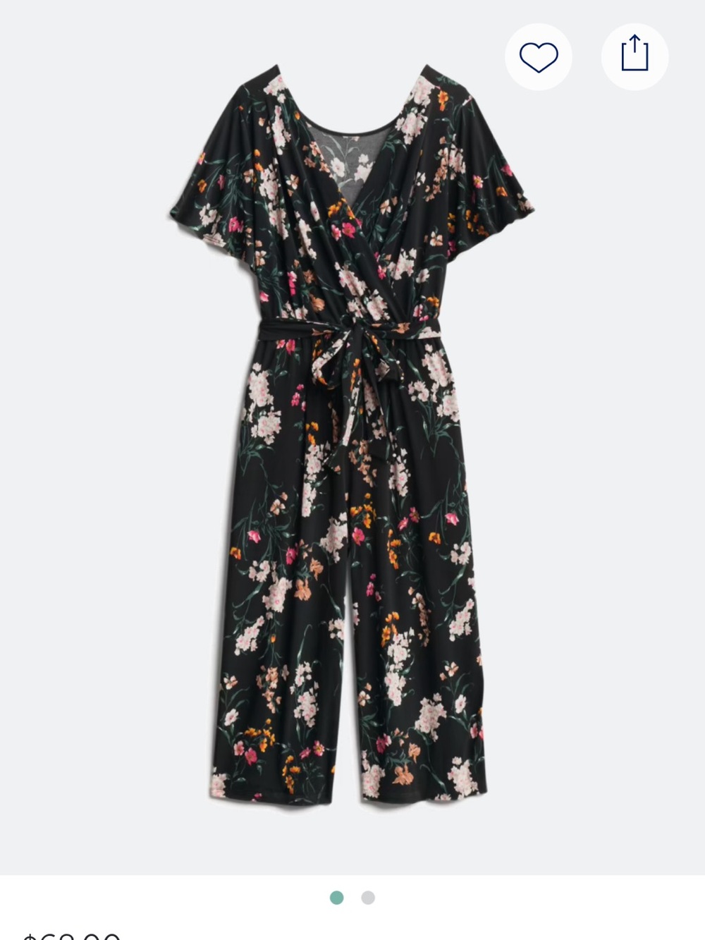 Floral Wrap Jumpsuit with Pockets- Black Floral